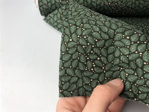 Patchwork stof - små fine blade i dyb flaskegrøn
